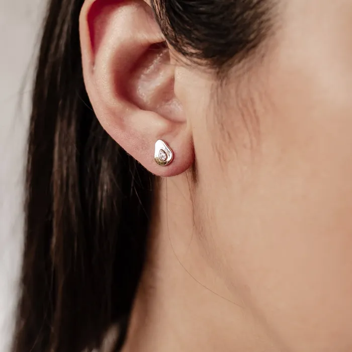 Earrings Hey Happiness Avocado Stud Earring Sterling Silver Earrings Hey Happiness Avocado Stud Earring Sterling Silver