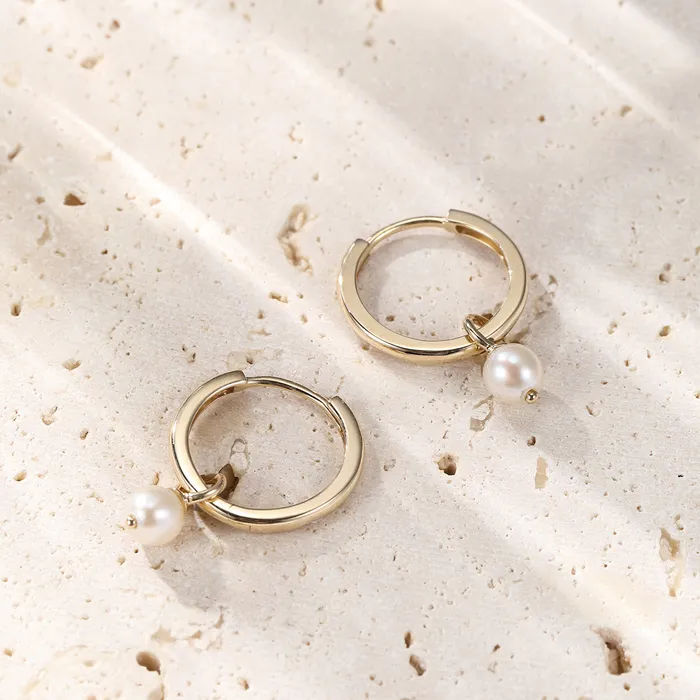 Earrings Hey Happiness New Beginnings Pearl Hoop Earrings 14K Gold Earrings Hey Happiness New Beginnings Pearl Hoop Earrings 14K Gold