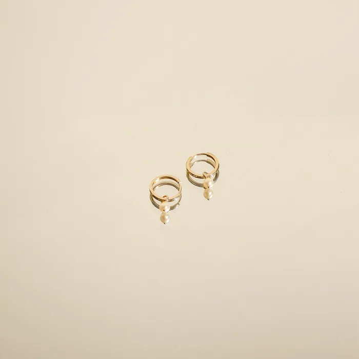 Earrings Hey Happiness New Beginnings Pearl Hoop Earrings 14K Gold Earrings Hey Happiness New Beginnings Pearl Hoop Earrings 14K Gold