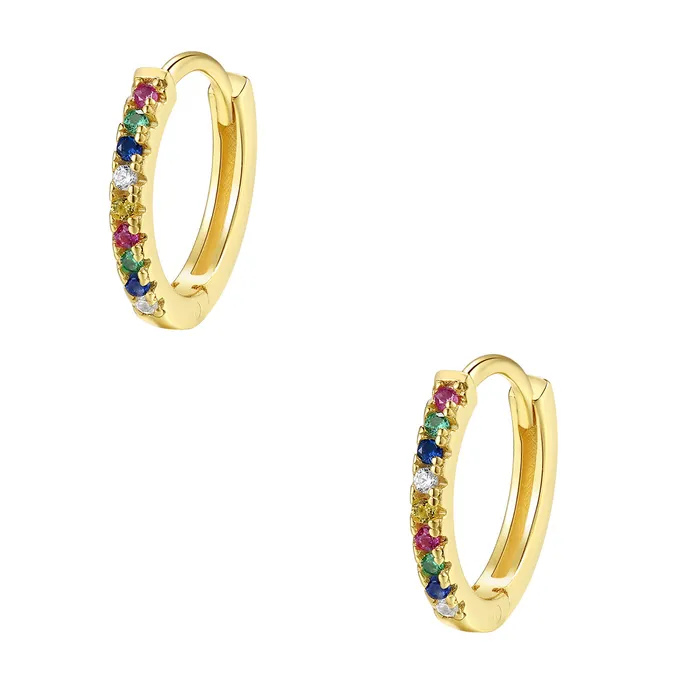 Earrings Multicolor Stone Huggie Earrings Sterling Silver Gold Hey Happiness Earrings Multicolor Stone Huggie Earrings Sterling Silver Gold Hey Happiness