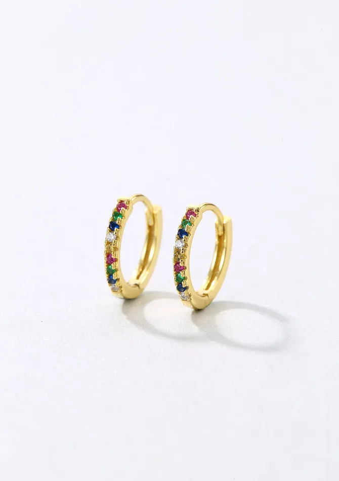 Earrings Multicolor Stone Huggie Earrings Sterling Silver Gold Hey Happiness Earrings Multicolor Stone Huggie Earrings Sterling Silver Gold Hey Happiness