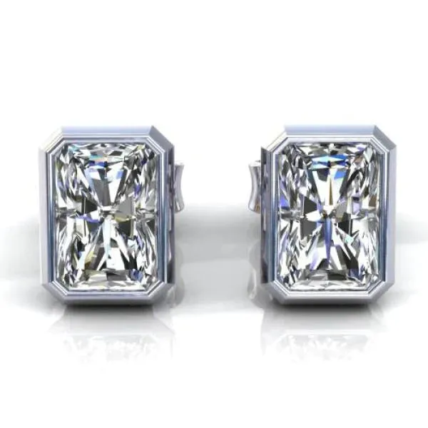 Earrings Radiant Natural Earth Mined Diamond Mens Stud Earrings GB
