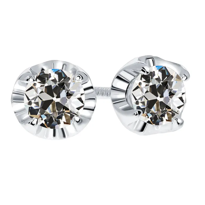 Earrings Round Old European Mined Diamond Stud Earrings Screw Back 5 Carats HarryChadEntcom Earrings Round Old European Mined Diamond Stud Earrings Screw Back 5 Carats HarryChadEntcom