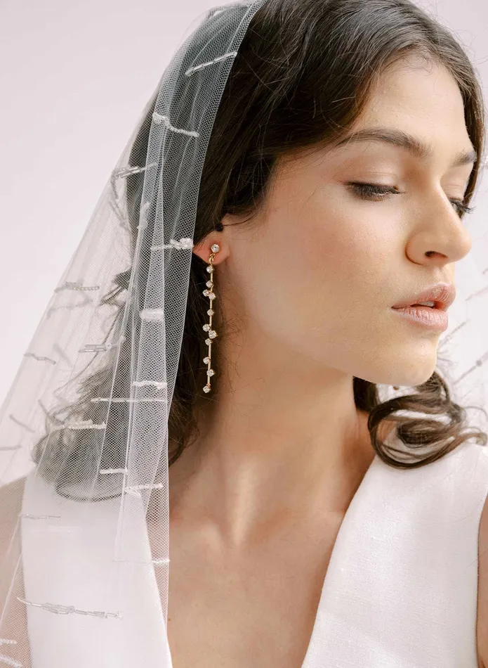 Earrings twigs honey Crystal droplets linear earring Style 2302