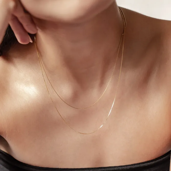 Fine Box Chain Necklace Sterling Silver Gold Hey Happiness Necklaces Fine Box Chain Necklace Sterling Silver Gold Hey Happiness Necklaces