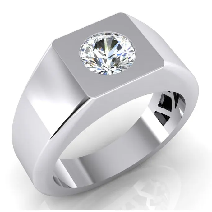 GB 1 Carat F VS1 Genuine Natural Earth Mined Diamond Mens Solitaire Ring 14K White Gold Rings