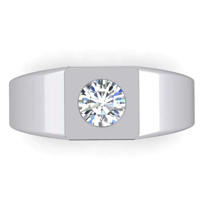 GB 1 Carat F VS1 Genuine Natural Earth Mined Diamond Mens Solitaire Ring 14K White Gold Rings
