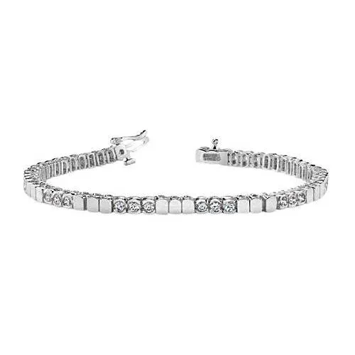 GB 14K White Gold Round Natural Earth Mined Diamond Bezel Set Tennis Bracelet 6 Carats Bracelets GB 14K White Gold Round Natural Earth Mined Diamond Bezel Set Tennis Bracelet 6 Carats Bracelets