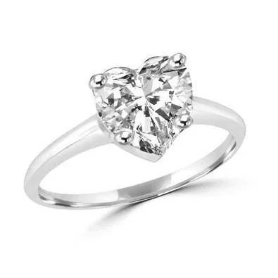 GB 25 Carat Heart Natural Earth Mined Diamond Solitaire Ring Rings