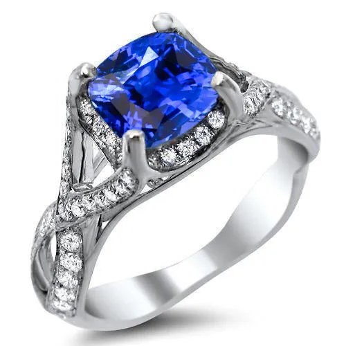 GB 450 Carats Sri Lankan Sapphire With Natural Earth Mined Diamonds Ring White Gold 14K Rings GB 450 Carats Sri Lankan Sapphire With Natural Earth Mined Diamonds Ring White Gold 14K Rings