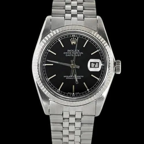 GB Bracelets Rolex Datejust Black Stick Dial Men Watch Ss Jubilee Bracelet Bez QUICK SET