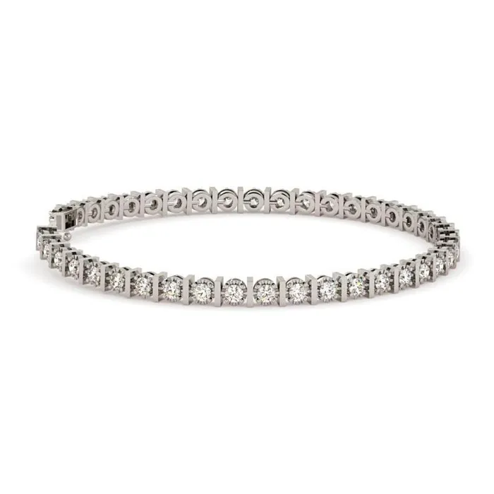 GB Bracelets Sparkling Brilliant Cut 6 Carats Natural Earth Mined Diamonds Tennis Bracelet WG GB Bracelets Sparkling Brilliant Cut 6 Carats Natural Earth Mined Diamonds Tennis Bracelet WG