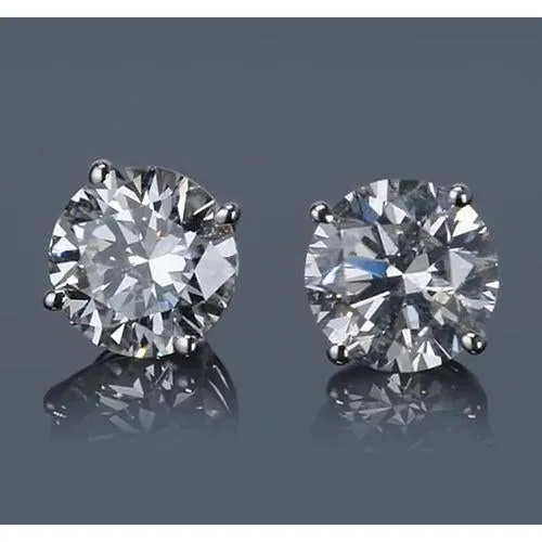 GB Earrings 3 Carats Round Natural Earth Mined Diamond Stud Earring GB Earrings 3 Carats Round Natural Earth Mined Diamond Stud Earring