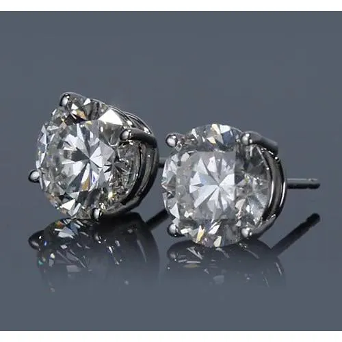 GB Earrings 3 Carats Round Natural Earth Mined Diamond Stud Earring GB Earrings 3 Carats Round Natural Earth Mined Diamond Stud Earring