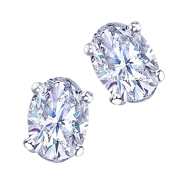GB Earrings 4 Carat Vs1 Earring Pair Oval Natural Earth Mined Diamond Stud Earring White Gold GB Earrings 4 Carat Vs1 Earring Pair Oval Natural Earth Mined Diamond Stud Earring White Gold