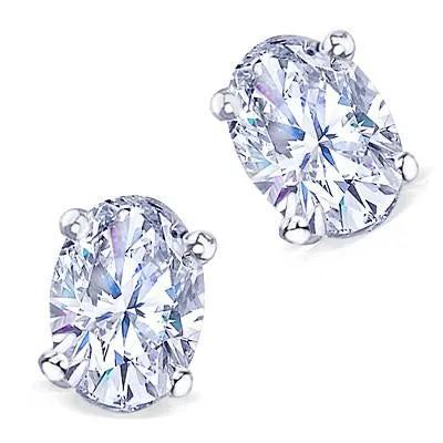 GB Earrings 4 Carat Vs1 Earring Pair Oval Natural Earth Mined Diamond Stud Earring White Gold GB Earrings 4 Carat Vs1 Earring Pair Oval Natural Earth Mined Diamond Stud Earring White Gold
