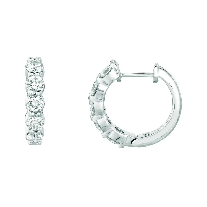 GB Earrings Natural Earth Mined Diamond Hoop Earrings 151 Carats 14K White GB Earrings Natural Earth Mined Diamond Hoop Earrings 151 Carats 14K White