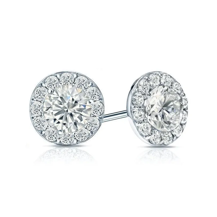 GB Earrings Natural Earth Mined Diamonds Halo Women Studs Earrings 360 Carats Gold White 14K GB Earrings Natural Earth Mined Diamonds Halo Women Studs Earrings 360 Carats Gold White 14K