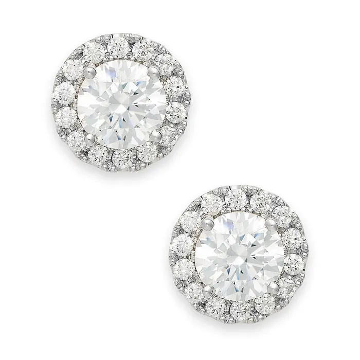 GB Earrings Round Cut Halo 228 Carats Natural Earth Mined Diamond Women Studs Earring Gold White 14K GB Earrings Round Cut Halo 228 Carats Natural Earth Mined Diamond Women Studs Earring Gold White 14K