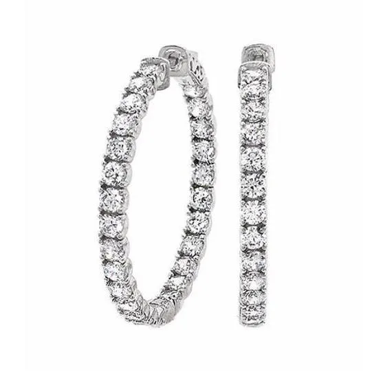GB Earrings Sparkling 250 Carats Natural Earth Mined Diamonds Single Row Hoop Earrings GB Earrings Sparkling 250 Carats Natural Earth Mined Diamonds Single Row Hoop Earrings