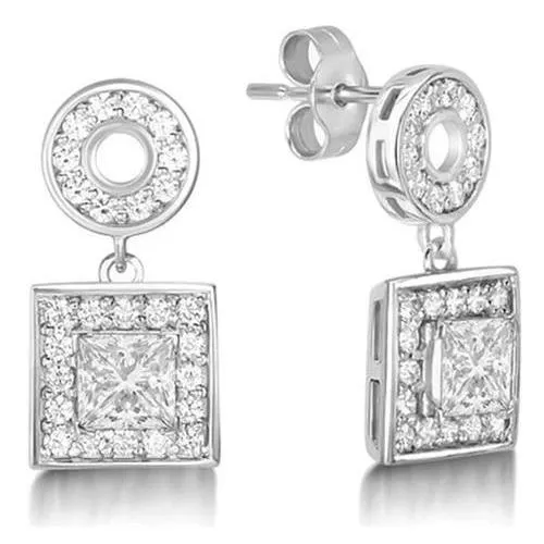 GB Earrings Sparkling 370 Carats Brilliant Cut Natural Earth Mined Diamond Dangle Earrings GB Earrings Sparkling 370 Carats Brilliant Cut Natural Earth Mined Diamond Dangle Earrings