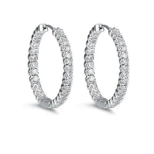 GB Earrings Sparkling 560 Carats Natural Earth Mined Diamonds Lady Hoop Earrings White 14K Gold GB Earrings Sparkling 560 Carats Natural Earth Mined Diamonds Lady Hoop Earrings White 14K Gold
