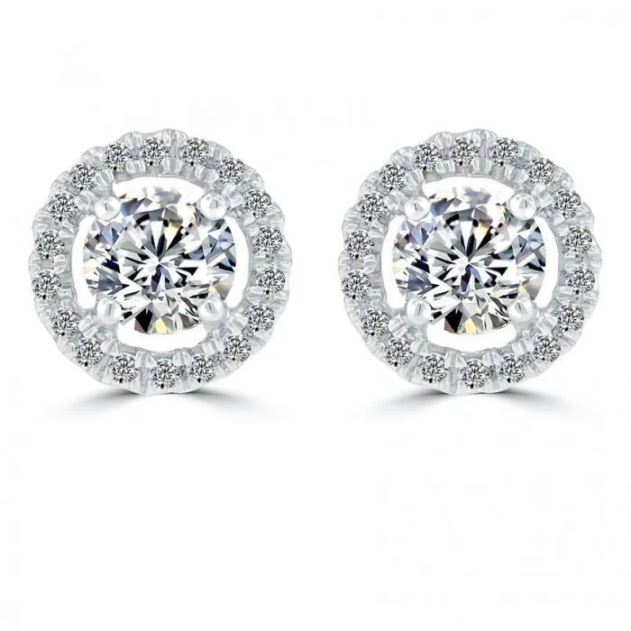 GB Earrings Sparkling Round Halo Natural Earth Mined Diamond Stud Earrings 310 Carat White Gold 14K GB Earrings Sparkling Round Halo Natural Earth Mined Diamond Stud Earrings 310 Carat White Gold 14K