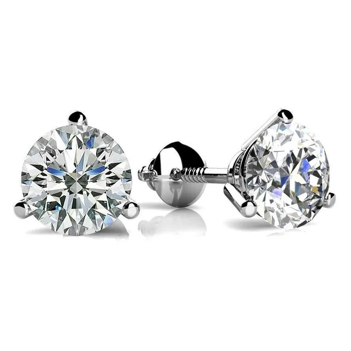 GB Earrings Women 2 Carats Prong Round Solitaire Natural Earth Mined Diamond Stud Earrings Jewelry GB Earrings Women 2 Carats Prong Round Solitaire Natural Earth Mined Diamond Stud Earrings Jewelry
