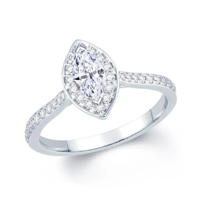 GB Marquise Round Natural Earth Mined Diamond Halo Ring 2 Carats Rings GB Marquise Round Natural Earth Mined Diamond Halo Ring 2 Carats Rings