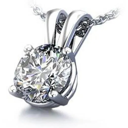 GB Necklaces 1 Carat Solitaire Round Natural Earth Mined Diamond Necklace Pendant Prong Set WG 14K GB Necklaces 1 Carat Solitaire Round Natural Earth Mined Diamond Necklace Pendant Prong Set WG 14K
