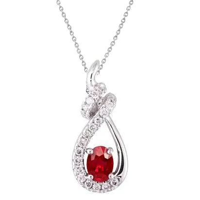 GB Necklaces 280 Carats Red Ruby Natural Earth Mined Diamond Lady Pendant Necklace White Gold 14K GB Necklaces 280 Carats Red Ruby Natural Earth Mined Diamond Lady Pendant Necklace White Gold 14K