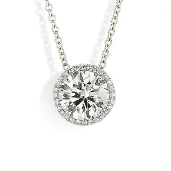 GB Necklaces 280 Carats Round Natural Earth Mined Diamond Lady Necklace Pendant Gold White 14K GB Necklaces 280 Carats Round Natural Earth Mined Diamond Lady Necklace Pendant Gold White 14K