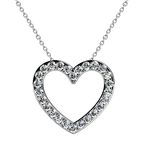 GB Necklaces 390 Carats Round Cut Natural Earth Mined Diamonds Heart Pendant Necklace White Gold 14K