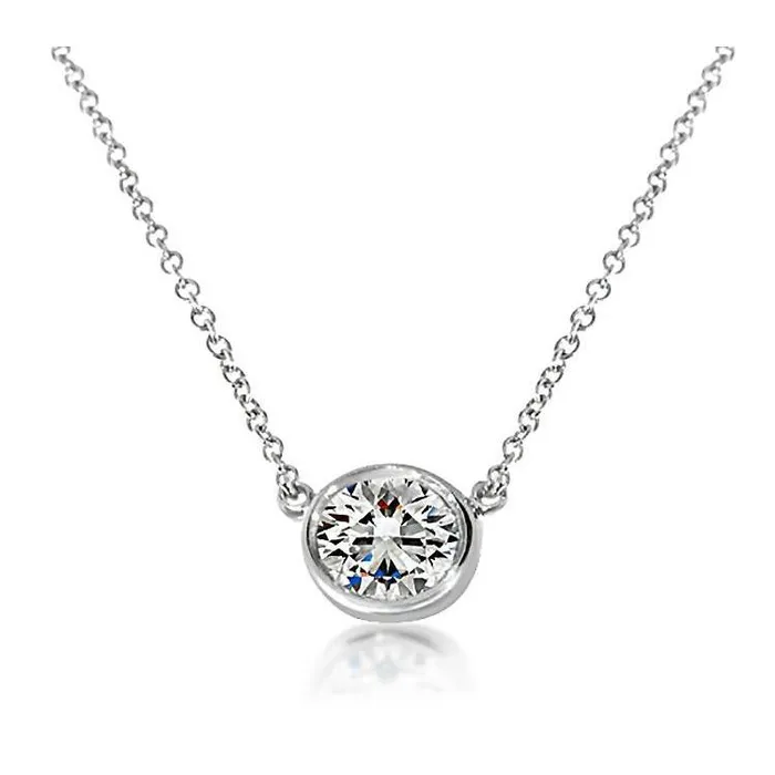 GB Necklaces Big 2 Ct Solitaire Bezel Setting Real Natural Earth Mined Diamond Pendant White Gold GB Necklaces Big 2 Ct Solitaire Bezel Setting Real Natural Earth Mined Diamond Pendant White Gold