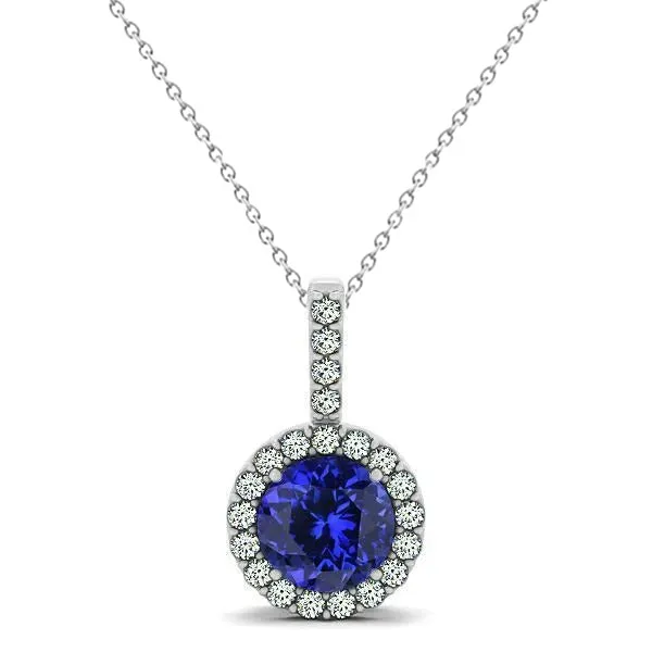 GB Necklaces Blue Tanzanite With Natural Earth Mined Diamonds Pendant Necklace White Gold 14K 370 Ct GB Necklaces Blue Tanzanite With Natural Earth Mined Diamonds Pendant Necklace White Gold 14K 370 Ct
