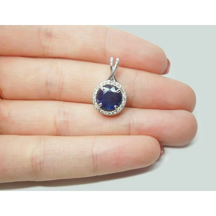 GB Necklaces Round Sri Lanka Sapphire Natural Earth Mined Diamond Women Necklace Pendant 220 Ct