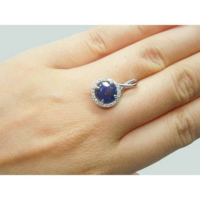 GB Necklaces Round Sri Lanka Sapphire Natural Earth Mined Diamond Women Necklace Pendant 220 Ct
