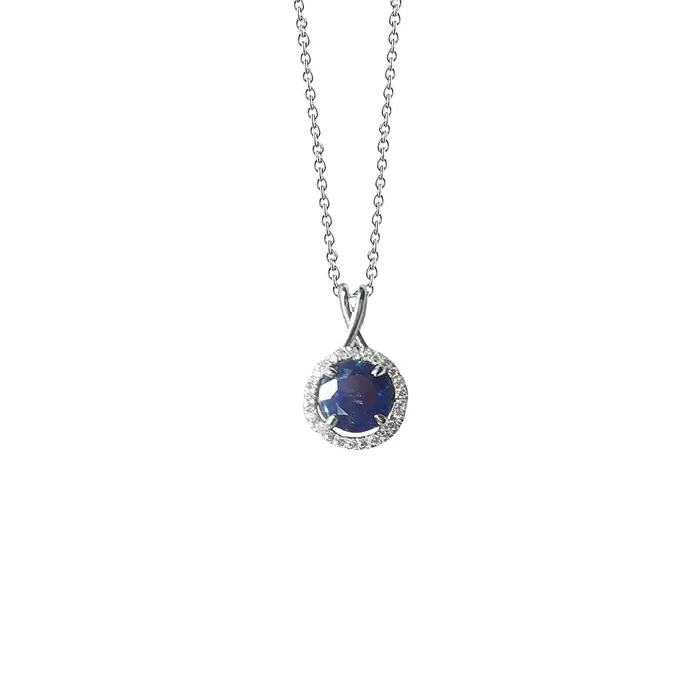 GB Necklaces Round Sri Lanka Sapphire Natural Earth Mined Diamond Women Necklace Pendant 220 Ct