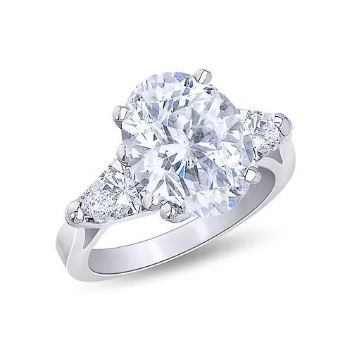 GB Oval Cut 3 Carat Natural Earth Mined Diamond Three Stone Jewelry Ring White Gold 18K Rings GB Oval Cut 3 Carat Natural Earth Mined Diamond Three Stone Jewelry Ring White Gold 18K Rings