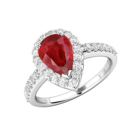 GB Pear Cut Ruby With Natural Earth Mined Diamond Ring White Gold 14K Jewelry 25 Ct Rings GB Pear Cut Ruby With Natural Earth Mined Diamond Ring White Gold 14K Jewelry 25 Ct Rings