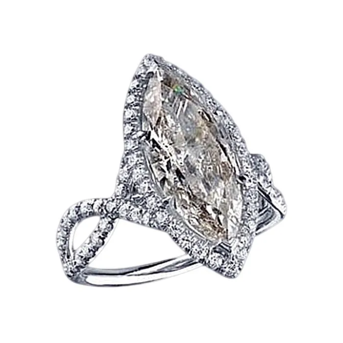 GB Rings 1109 Carat Marquise Big Lab Grown Diamond Pave Fancy Solitaire Ring With Accents