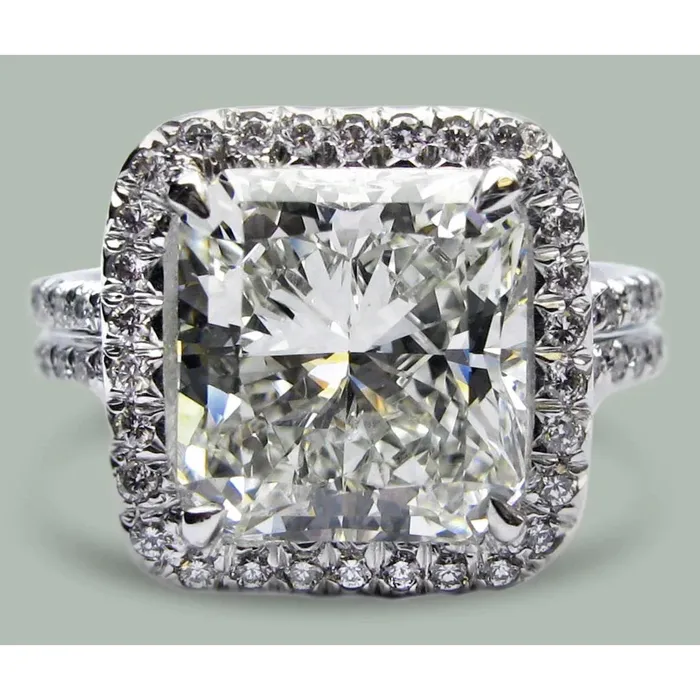 GB Rings 1250 Carat Radiant Lab Grown Big Diamond Halo Ring