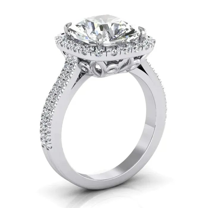 GB Rings 1250 Carat Radiant Lab Grown Big Diamond Halo Ring