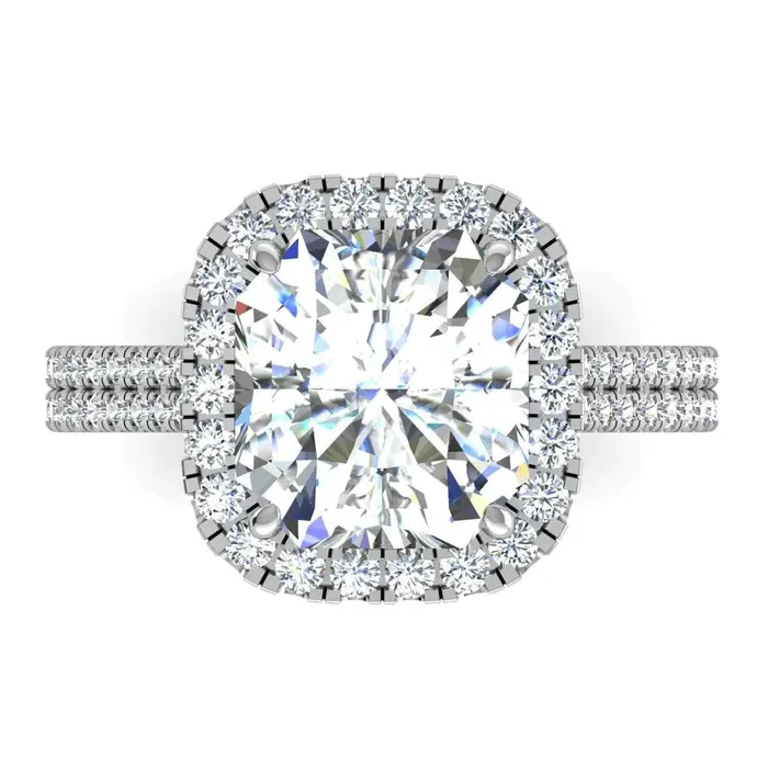 GB Rings 1250 Carat Radiant Lab Grown Big Diamond Halo Ring