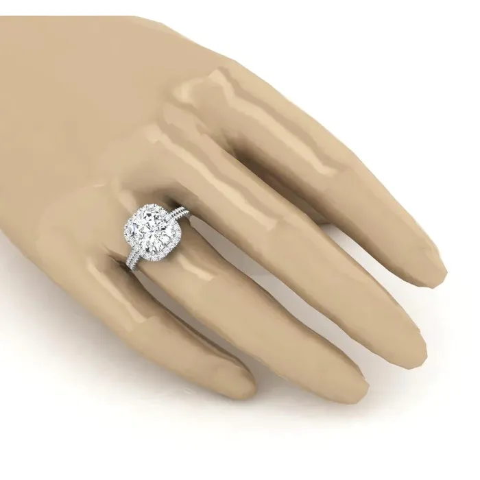GB Rings 1250 Carat Radiant Lab Grown Big Diamond Halo Ring