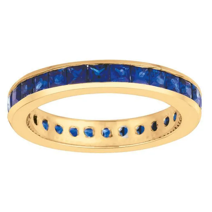 GB Rings 280 Carats Princess Blue Sapphire Eternity Band Solid Gold 14K GB Rings 280 Carats Princess Blue Sapphire Eternity Band Solid Gold 14K