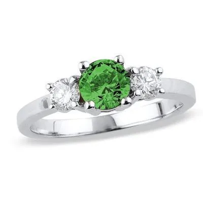 GB Rings 2 Ct Green Sapphire Natural Earth Mined Diamond Three Stone Wedding Ring 14K White Gold GB Rings 2 Ct Green Sapphire Natural Earth Mined Diamond Three Stone Wedding Ring 14K White Gold