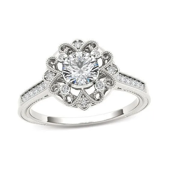 GB Rings 325 Carats Natural Earth Mined Diamonds Antique Style Wedding Ring Milgrain White Gold GB Rings 325 Carats Natural Earth Mined Diamonds Antique Style Wedding Ring Milgrain White Gold