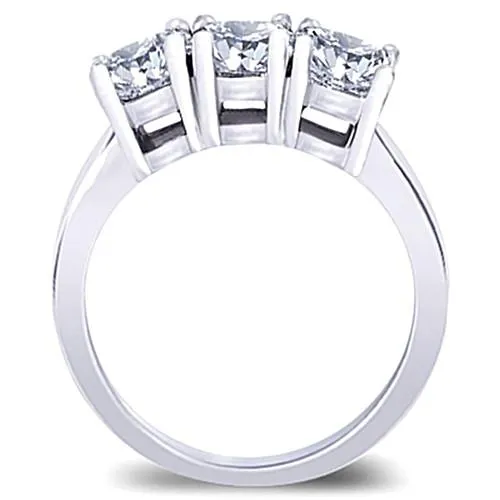 GB Rings 3 Carat Princess Natural Earth Mined Diamonds Three Stone Engagement Ring White Gold 14K