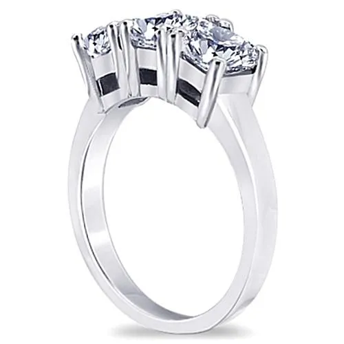 GB Rings 3 Carat Princess Natural Earth Mined Diamonds Three Stone Engagement Ring White Gold 14K
